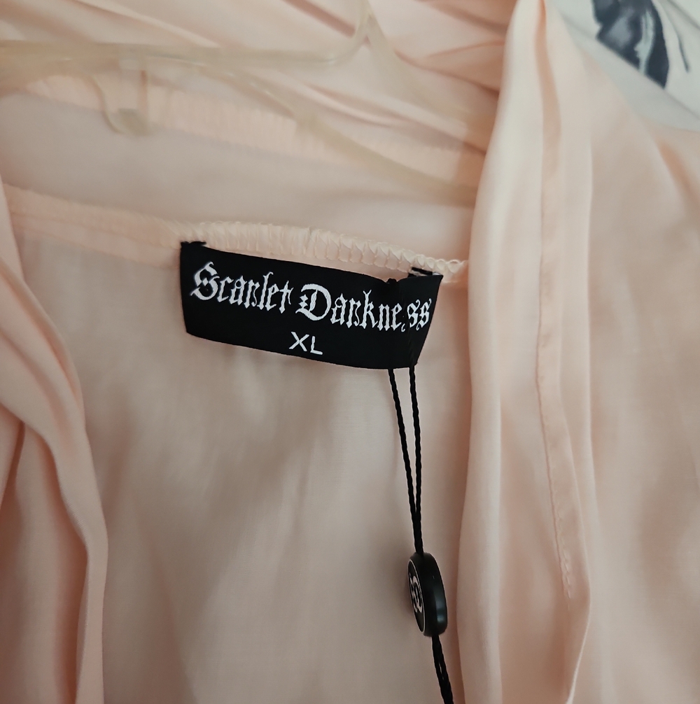 Scarlet Darkness XL Sheer Blush Pink Top